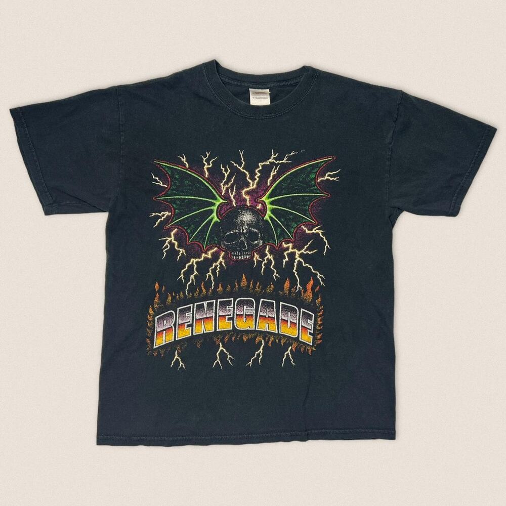 Vintage Renegade Skull Bat Tee T-shirt Size Medium‎